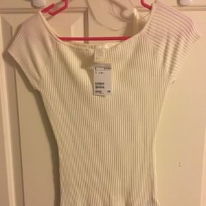 H&M Off-White Ribbed Sweater Top - NWT